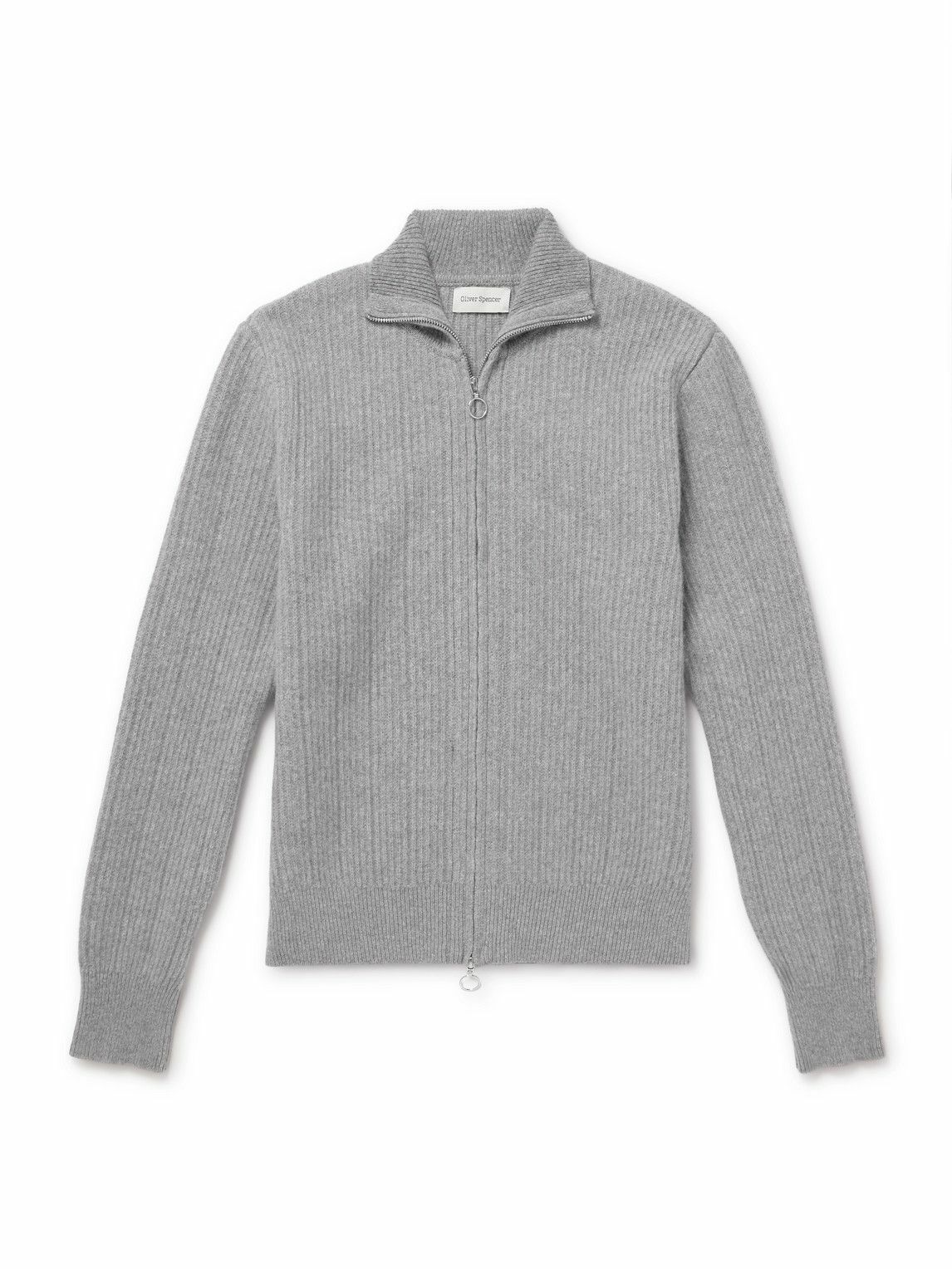 Oliver Spencer - Kilbridge Ribbed Wool Zip-Up Cardigan - Gray
