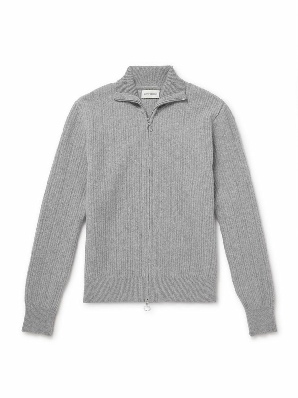 Photo: Oliver Spencer - Kilbridge Ribbed Wool Zip-Up Cardigan - Gray