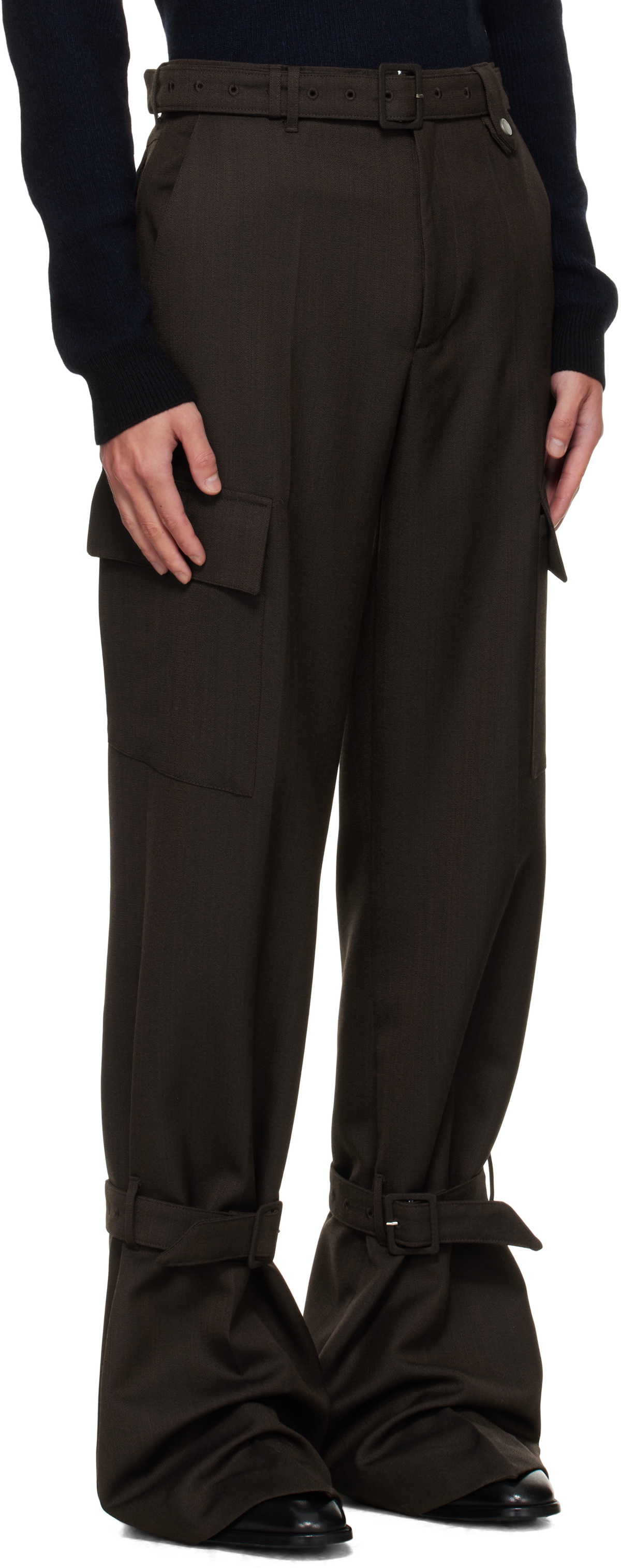 EGONlab Brown Belted Cargo Pants