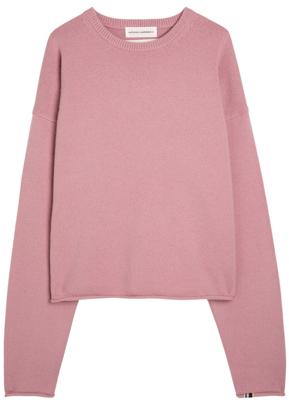 Photo: Extreme Cashmere N°426 Comfy Roll-trimmed Cashmere-blend Jumper - Pink - One Size