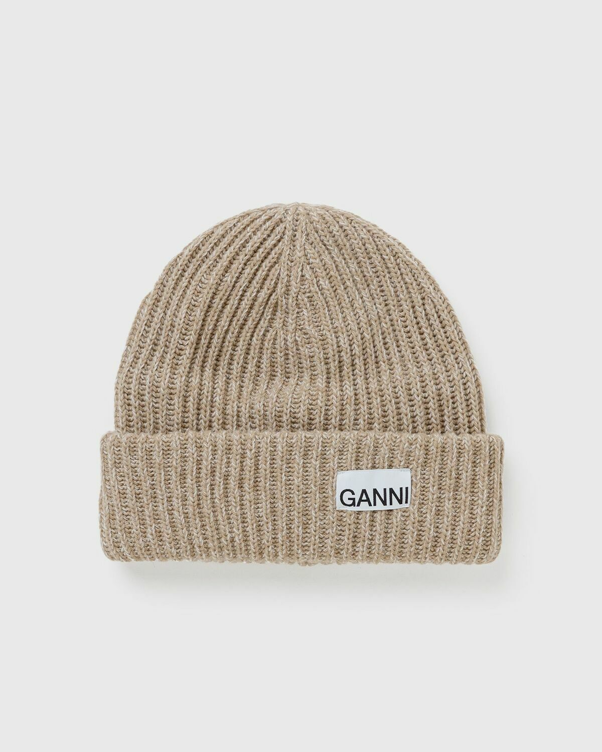 Ganni Structured Rib Beanie Brown Beanies GANNI