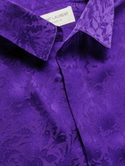 SAINT LAURENT - Yves Silk-Brocade Shirt - Purple