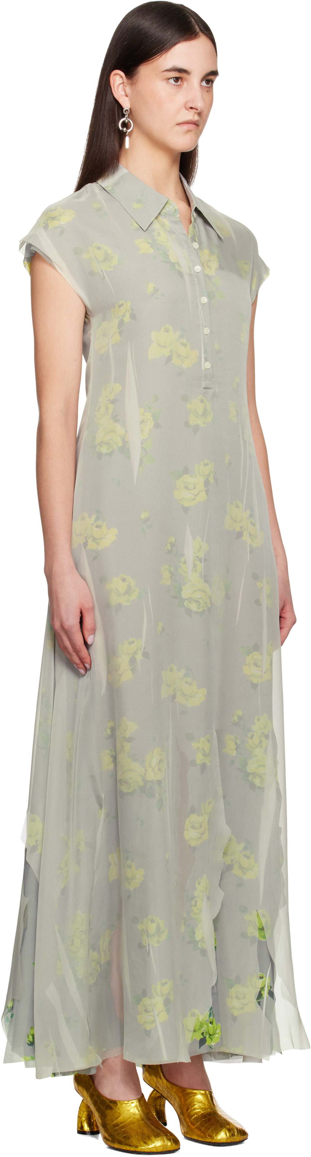 Acne Studios Gray Layered Maxi Dress