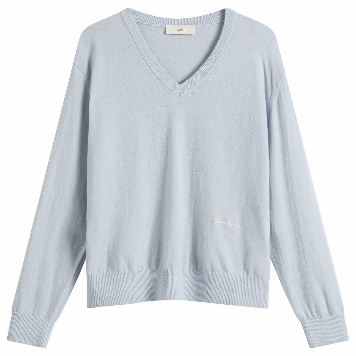 DUNST Women's Soft V-Neck Sweater in Soft Blue