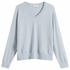 DUNST Women's Soft V-Neck Sweater in Soft Blue
