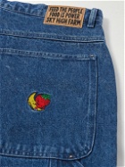 SKY HIGH FARM - Wide-Leg Logo-Embroidered Denim Shorts - Blue