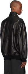 AURALEE Black Heavy Lamb Leather Zip Jacket