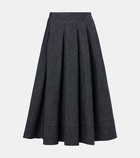 Brunello Cucinelli Mid-rise denim midi skirt