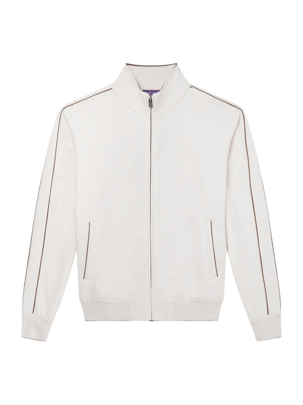 Photo: Ralph Lauren Purple label - <ul> <li>Wimbledon Logo-Embroidered Cotton and Cashmere-Blend Sweater</li> </ul> - Neutrals
