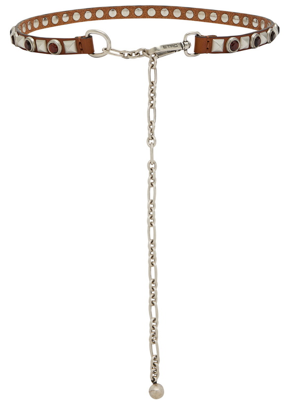 Photo: Etro Embellished Leather Chain Belt Brown