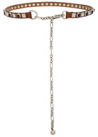 Etro Embellished Leather Chain Belt Brown