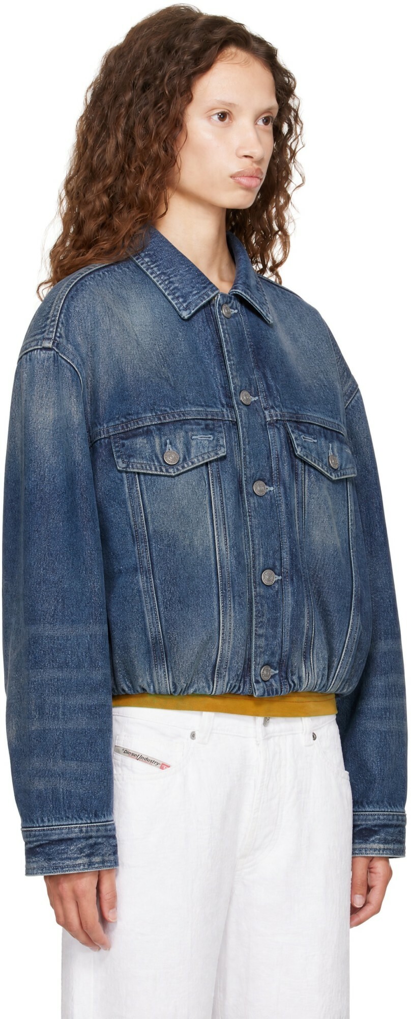 Diesel Blue Elasticated Denim Trucker Jacket