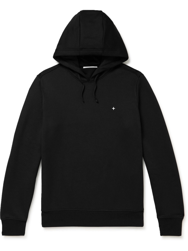 Photo: Stone Island - Logo-Embroidered Cotton-Blend Jersey Hoodie - Black