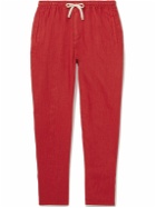 Altea - Martin Tapered Linen Drawstring Trousers - Red