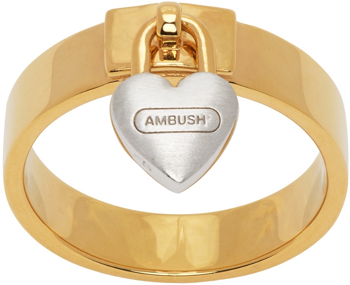 Photo: AMBUSH Gold Heart Padlock Ring