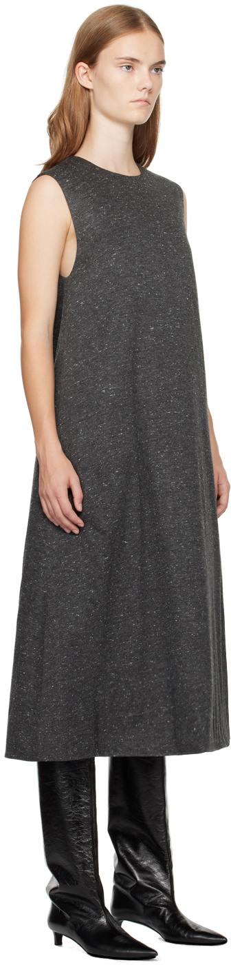 UMBER POSTPAST Gray Viscose Jersey Insulated Midi Dress