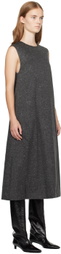 UMBER POSTPAST Gray Viscose Jersey Insulated Midi Dress
