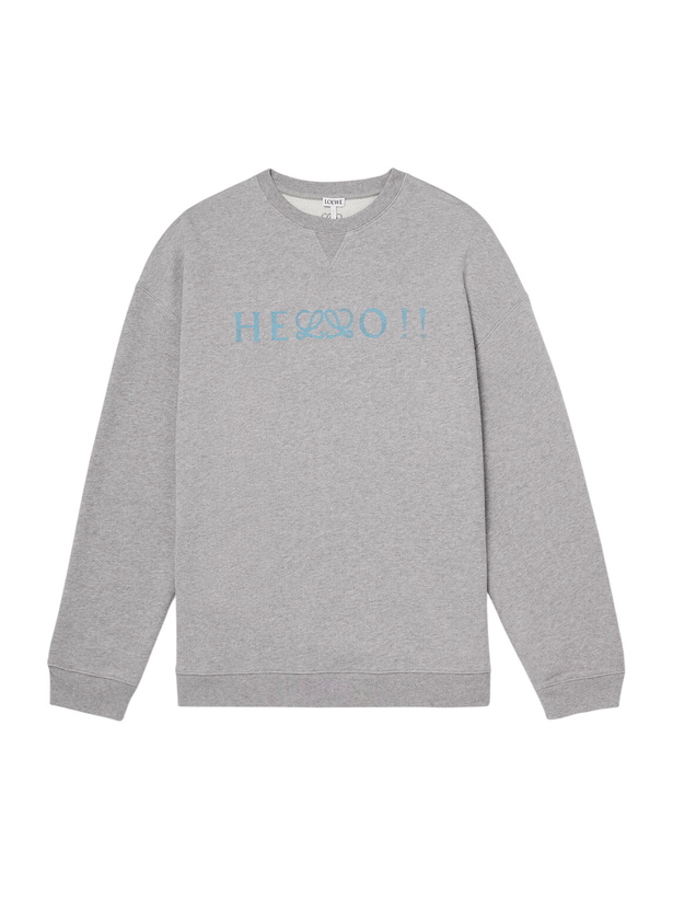 Photo: LOEWE - Logo-Print Cotton-Jersey Sweatshirt - Gray