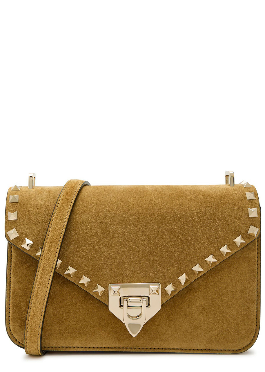 Valentino Garavani Rockstud Small Suede Shoulder bag - Beige - One Size