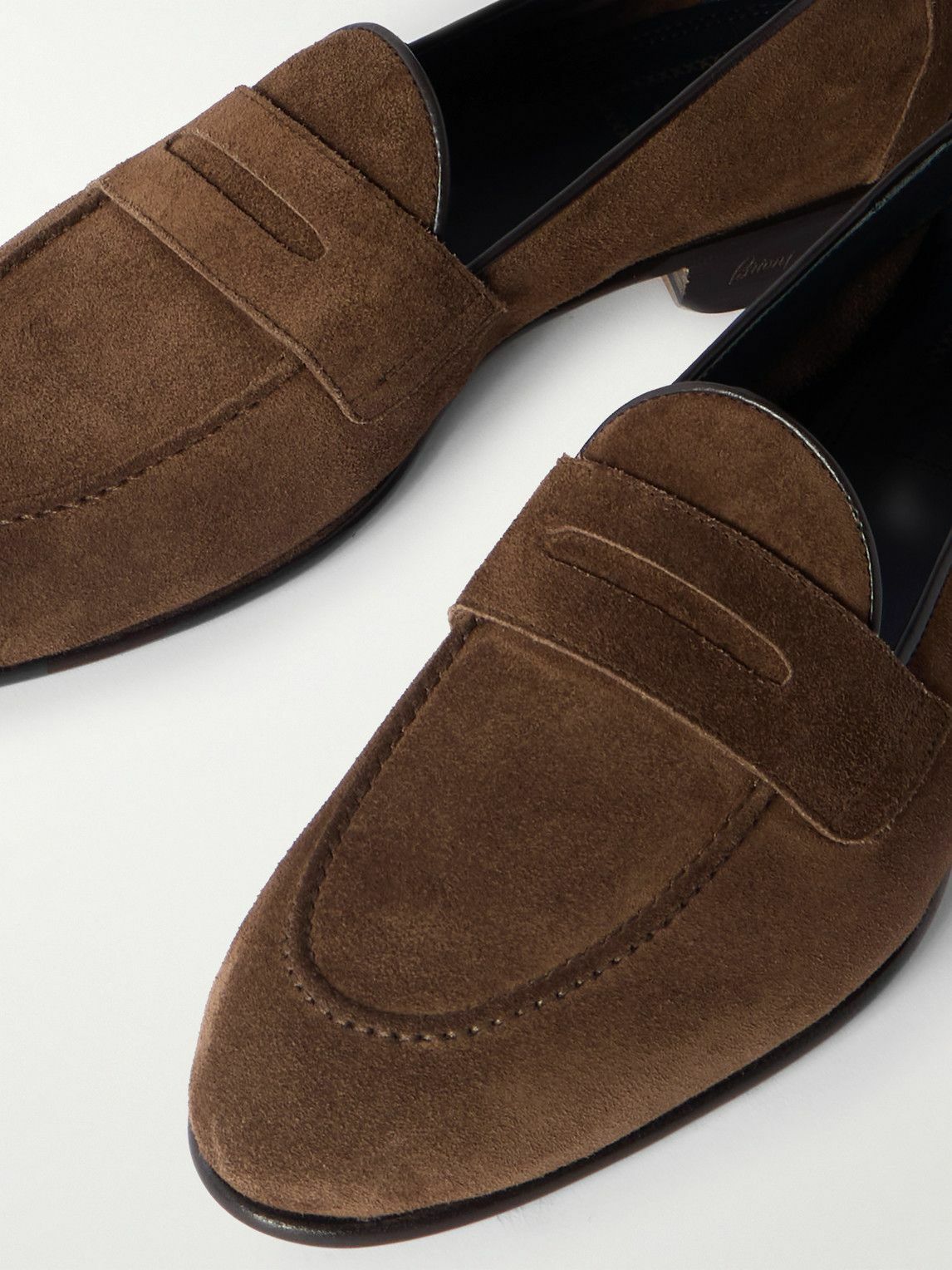 Brioni - Appia Suede Penny Loafers - Brown