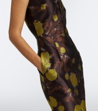 La DoubleJ Devon feather-trimmed jacquard midi dress