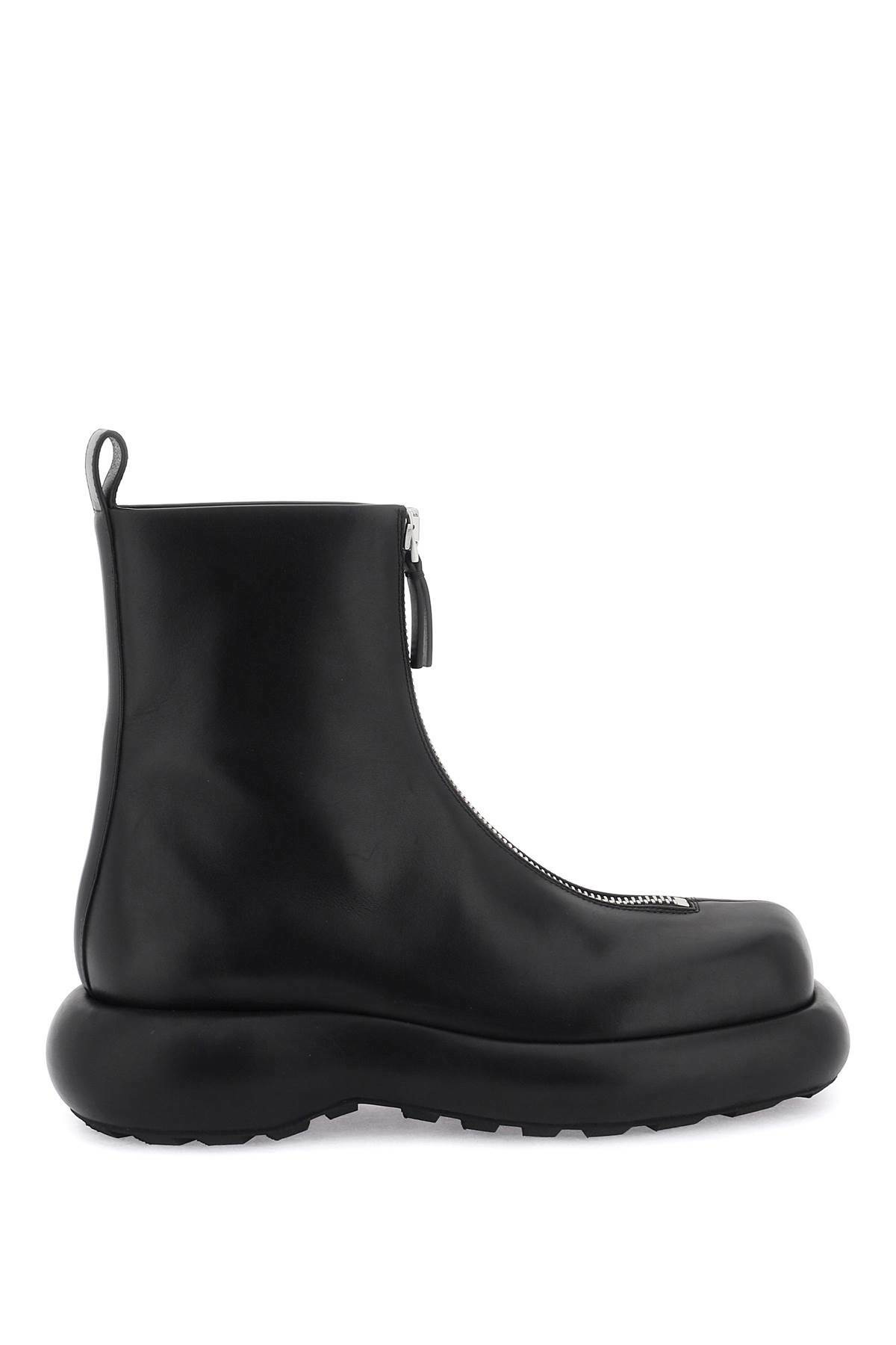 Jil Sander Bottle Green Leather Chelsea Ankle Boots Jil Sander