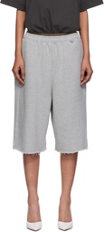 Pushbutton Gray Graphic Printed Bermuda Sweat Shorts