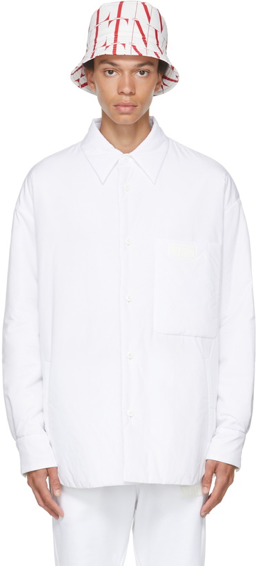 Photo: Valentino White Padded Cotton Poplin Shirt