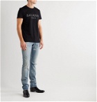 Balmain - Slim-Fit Logo-Flocked Cotton-Jersey T-Shirt - Black