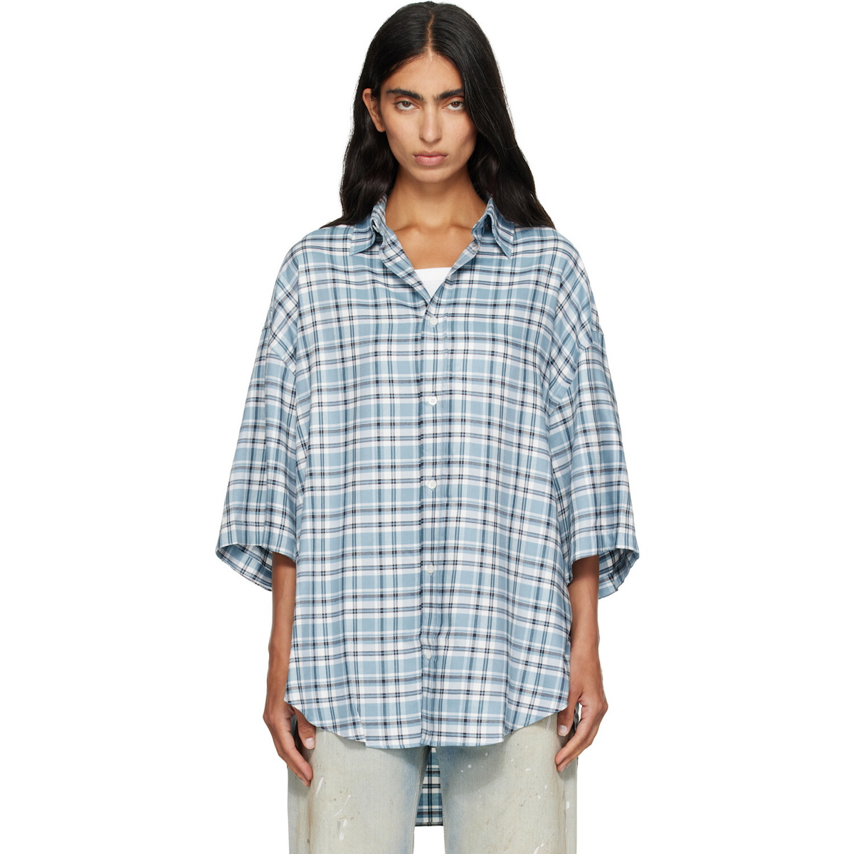Acne Studios Blue Checked Flannel Shirt