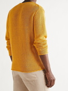 INIS MEÁIN - Slub Linen and Silk-Blend Sweater - Yellow