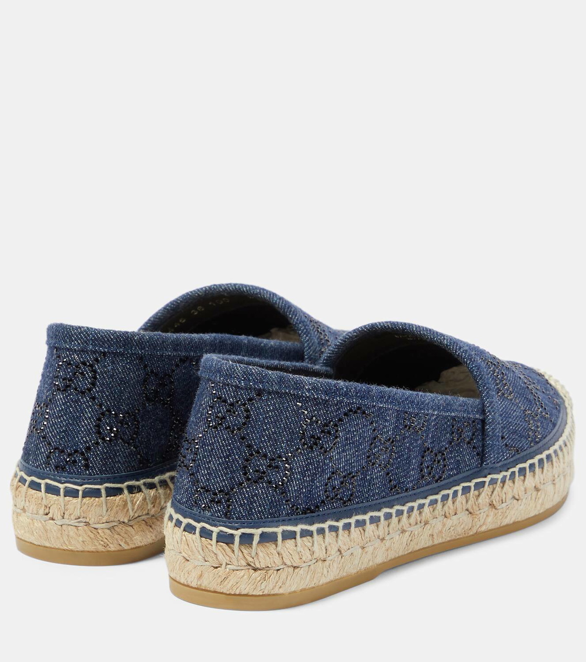 フラットシューズ Crystal-embellished Denim Espadrille Slides Gucci GG crystal-embellished denim espadrilles Gucci