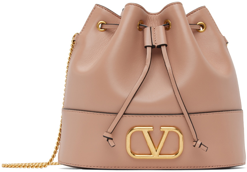 Valentino Garavani Beige Mini VLogo Bucket Bag Valentino Garavani