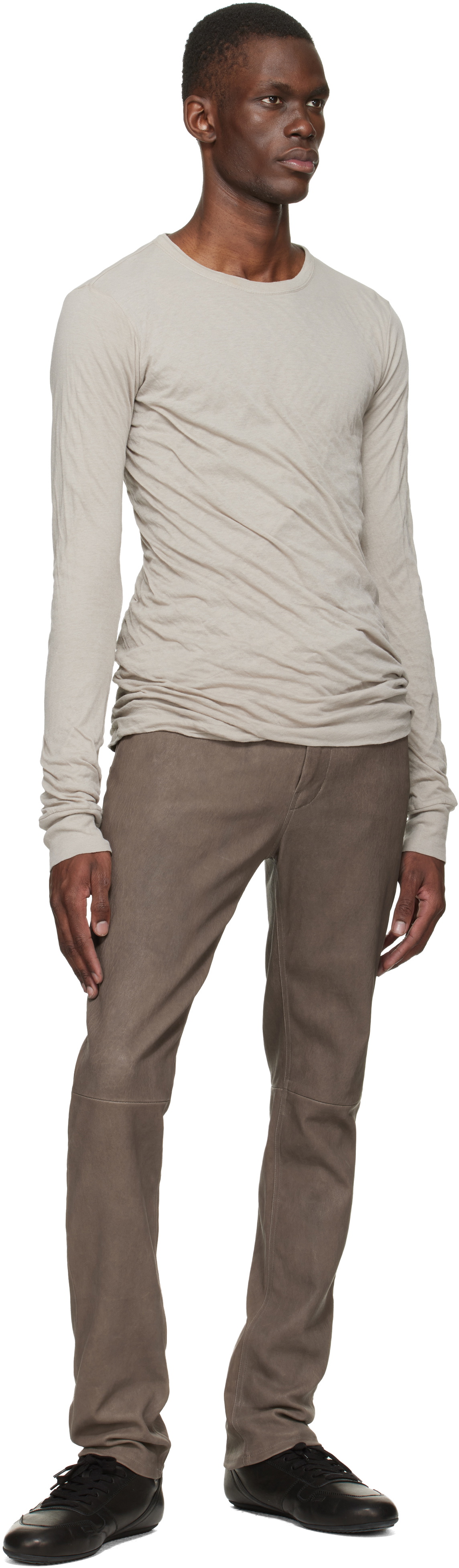 Rick Owens Gray Temple Tyrone Leather Pants