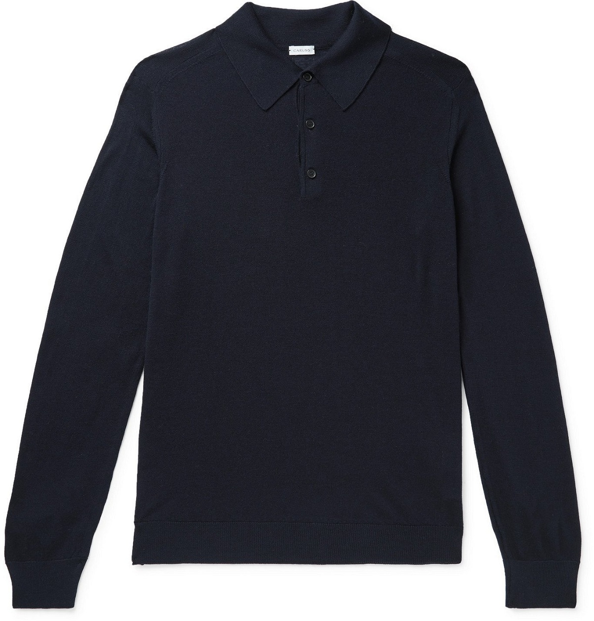Caruso - Wool Polo Shirt - Blue Caruso