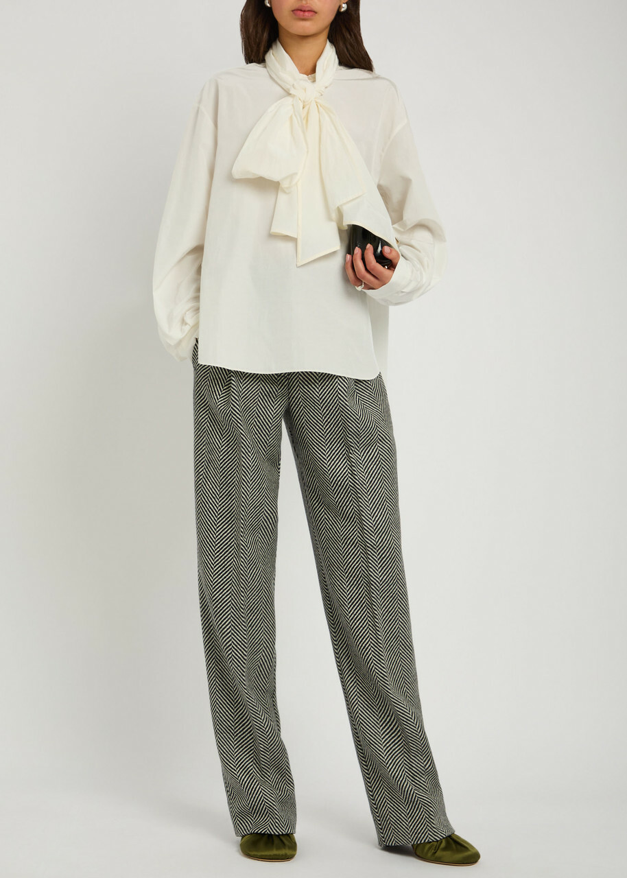 Forte_forte Bow-detail Taffeta Shirt Cream