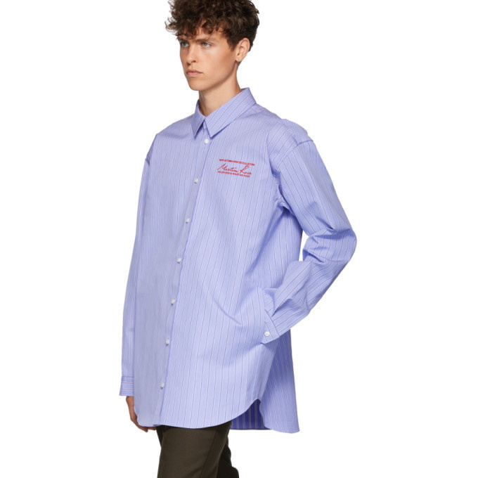 Martine Rose Blue Bonded Stripe Oversize Shirt Martine Rose