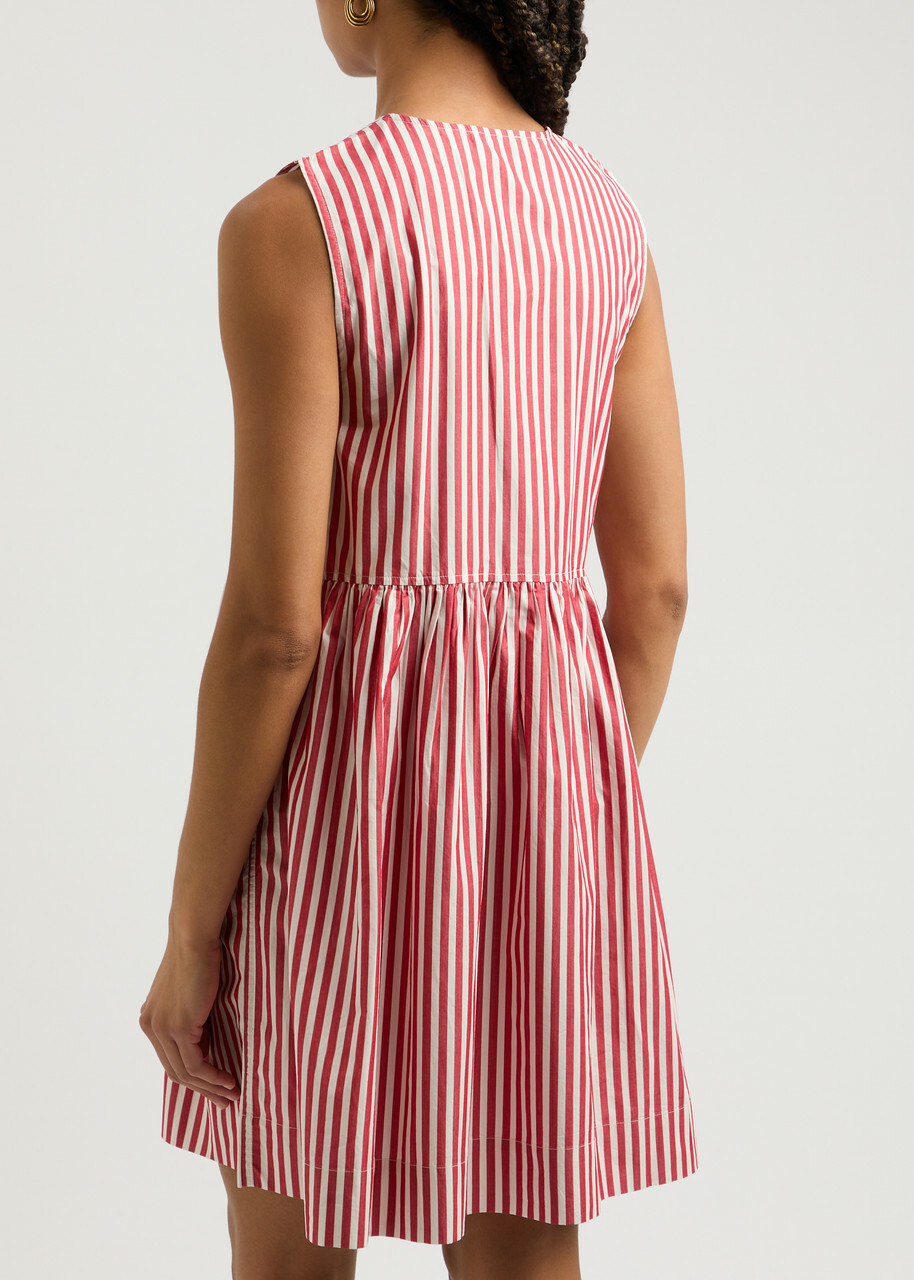 strapless open back dress Masha Mini Dress in Red and White Stripe Jersey , Crew Neck main image 0