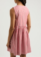 Ganni Striped Cotton Mini Dress Red And White