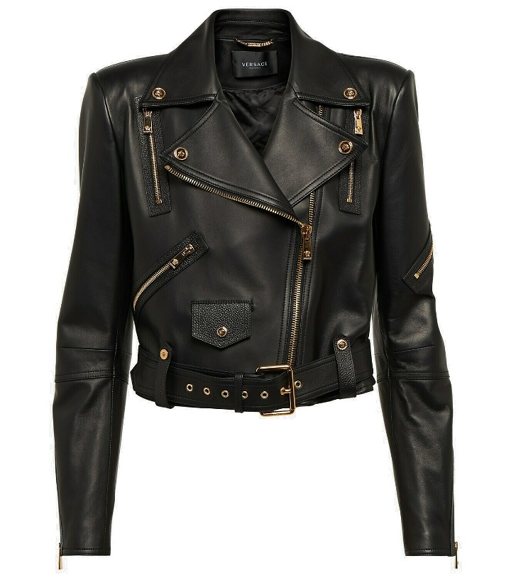 Photo: Versace - Cropped leather jacket