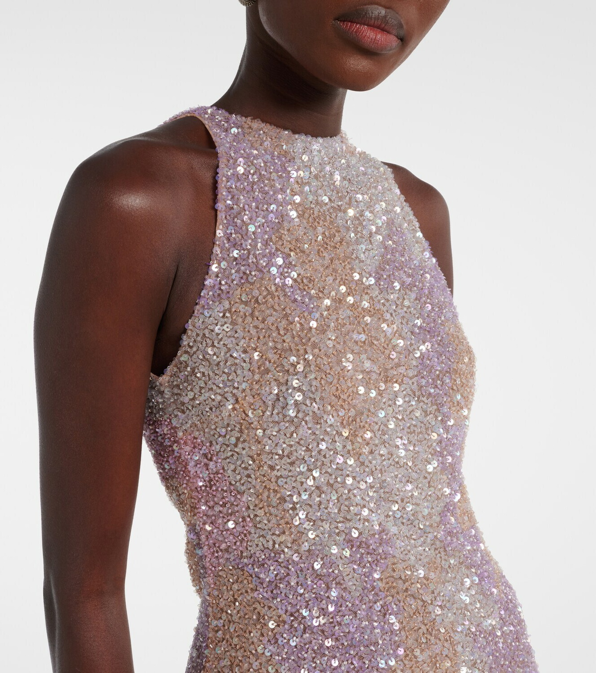 Clio Peppiatt Fringed sequined minidress