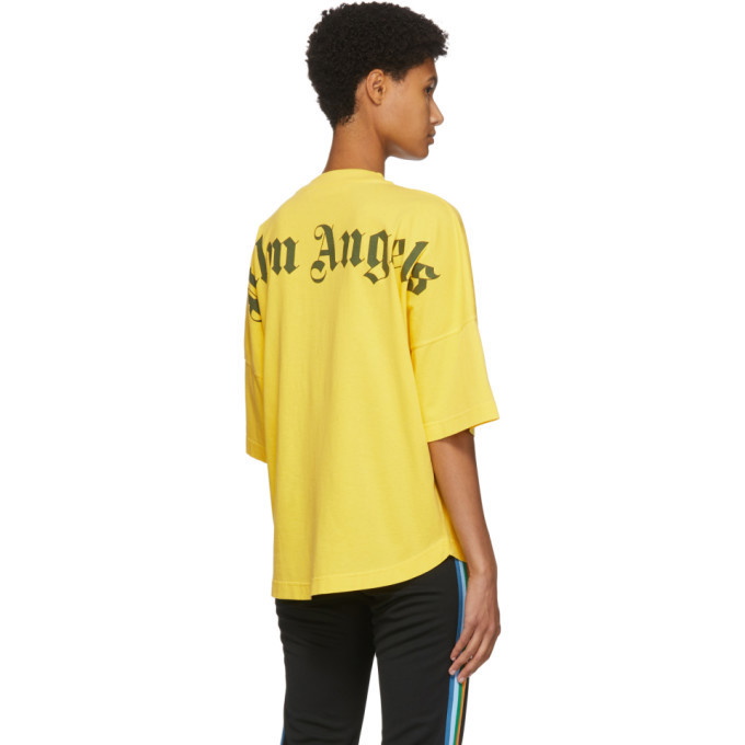 Palm Angels Kids Logo-Print Short-Sleeve T-Shirt - Yellow for Kids