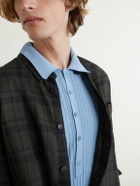 SAINT LAURENT - Slim-Fit Ribbed Wool, Cashmere and Silk-Blend Polo Shirt - Blue