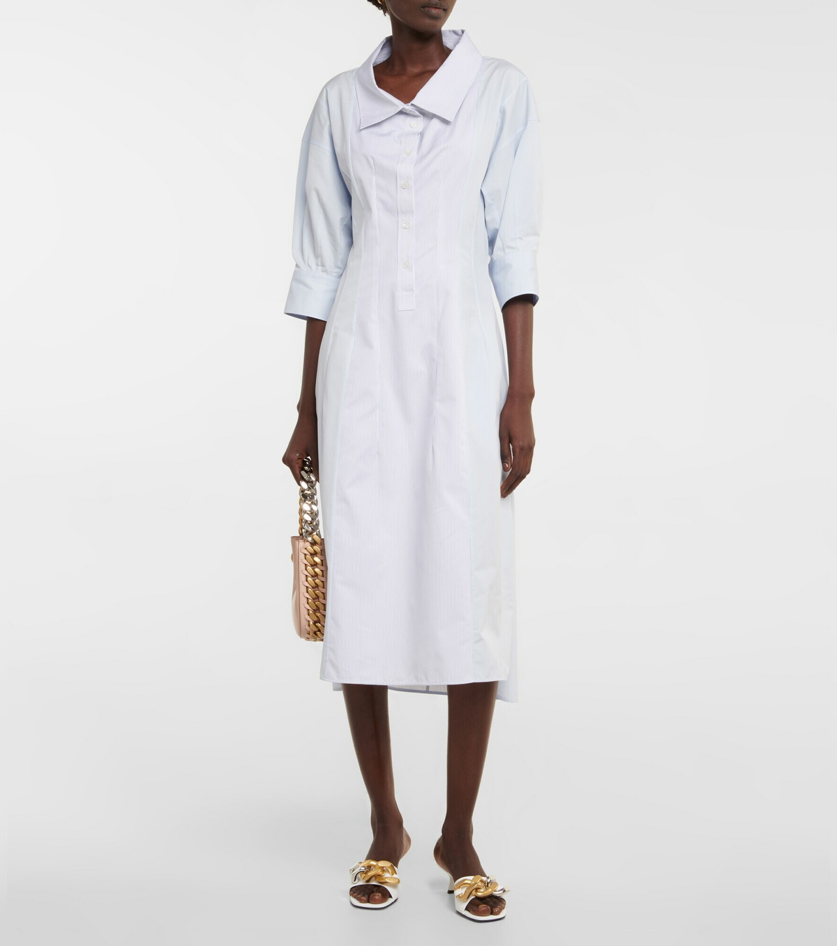 ワンピース STELLA MCCARTNEY COTTON POPLIN DRESS STELLA MCCARTNEY + NET SUSTAIN piqué-trimmed organic cotton