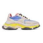 Balenciaga Grey and Blue Triple S Sneakers