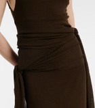 Ganni Asymmetric draped mesh midi dress