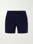 Polo Ralph Lauren - Straight-Leg Logo-Embroidered Cotton-Corduroy Drawstring Shorts - Blue
