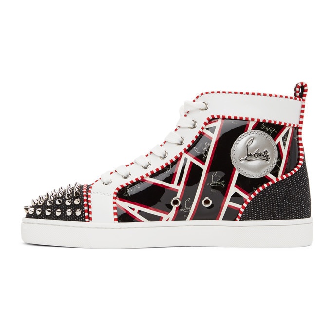 Red Lou Spikes striped high-top trainers, Christian Louboutin