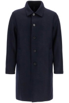 HARRIS WHARF LONDON single-breasted pressed wool coat Blue