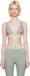 SKIMS Green Cotton Plunge Bralette